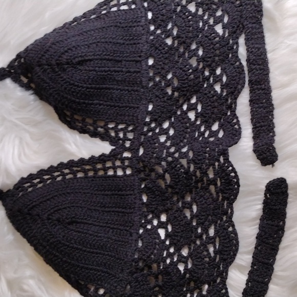 La Hearts Tops - LA Hearts crochet halter top black sz M